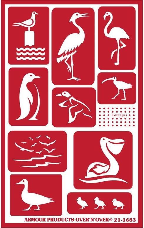 3 Armour Etch Over N Over Reusable Glass Etching Stencils Set | Wild Life Animals, Sea Creatures, Birds Theme...