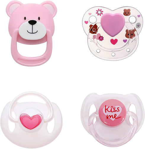 MAREBABY Pink Style Magnetic Pacifier Set 4 Pieces for Reborn Baby Dolls Feeding Toy Accessories Set for Kids Gift...