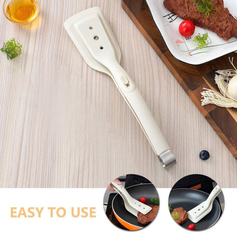 Alipis 2 in 1 Grip and Flip Spatula Tongs Silicone Egg Flipper Tong Bread Pancake Fish French Toast Omelet Making Steak Clamp for Home Kitchen Coo...