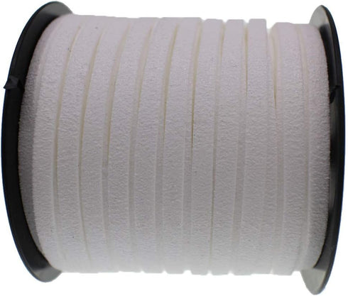 Pamir Tong 5mm Faux Suede Leather Cord String for Jewerly Making 40 Yards White Bracelet Cords Flat Thin Leather Lace Thread for Necklace-Chocker ...