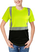 High Visibility Shirts Quick Dry Safety T Shirts with Reflective Strips and Pocket Short Sleeve Mesh Hi Vis Construction Work Class 2 Shirt for Me...