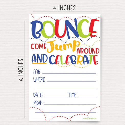 Bounce House or Jumping Party Invitations (20 Count) With Envelopes...