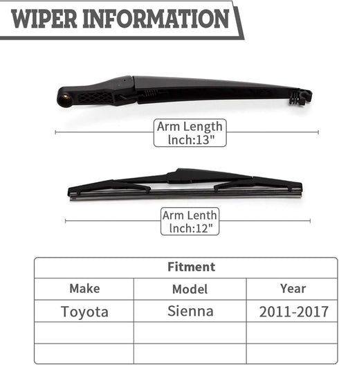 Rear Wiper Arm Blade Nut Set Replacement for Toyota Sienna 2011-2017 Vehicles,Rear Wiper Cover Accessories Assembly, Wiper Cap Set for Back Windsh...