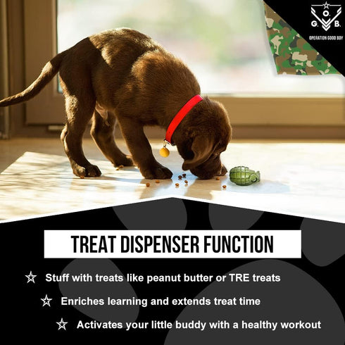 Operation Good Boy Durable Grenade Dog Toy - Patriotic Military Gear Inspired Chew Toy - Durable,Teething, and Interactive Play, Stuffable with Tr...