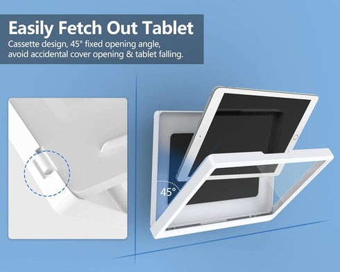 MoKo Wall Mount Shower Tablet Holder, 360 Rotation Waterproof Tablet Holder Bathroom Tablet Case Mount Shelf with Touchable Anti-Fog Screen for Ta...