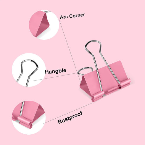 Medium Binder Clips 1.25 inch length, Colorful, for Office (40 Pcs)...