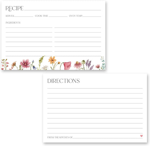 Bright Floral Recipe Cards - Set of 48...