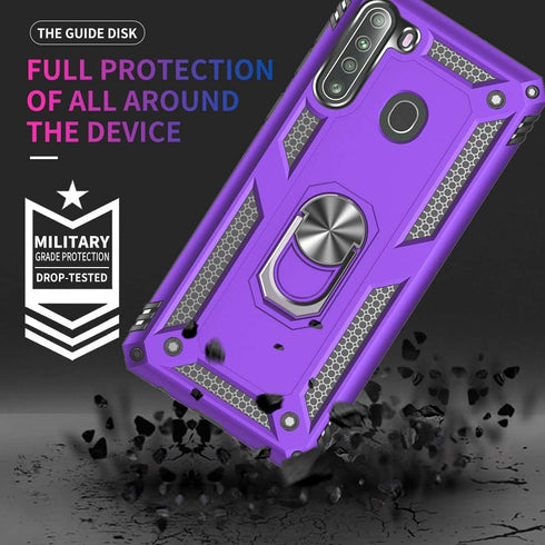 Samsung A21 Phone Case, Galaxy A21 Phone Case with Screen Protector, Military Grade Protective Cases with Ring for Samsung Galaxy A21 (Purple)...