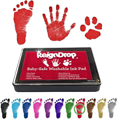 ReignDrop Ink Pad For Baby Footprint & Handprint - Creates Impressive Long Lasting Keepsake Stamp for Infant & Kids. Smudge Proof, Easy to Wipe Of...