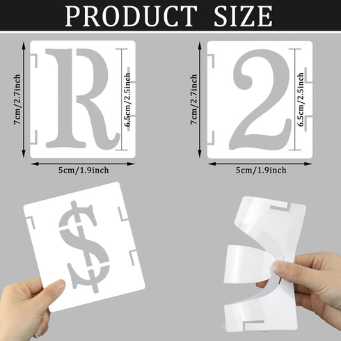 2 Inch Letter Stencils Symbol Numbers Craft Stencils for Painting on Wood, 43 Pcs Reusable Alphabet Templates Interlocking Stencil Kit for Wall Fa...