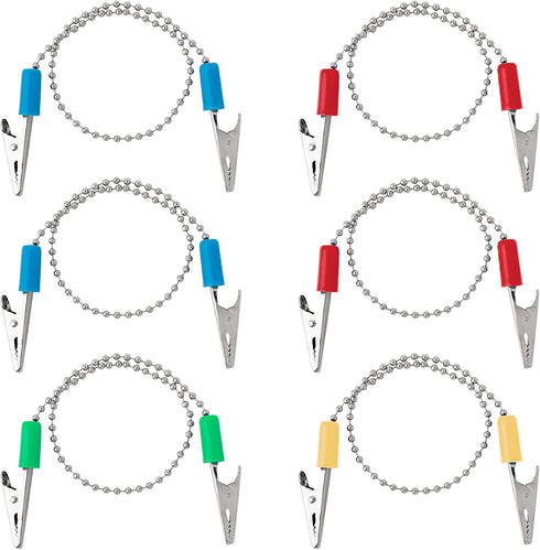 AUEAR, 6 Pack Napkin Clips Metal Dental Bib Chain Holder Fixing Lanyard Flexible for Adult (4 Colors)...