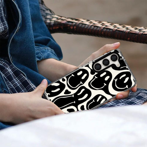 Black Funny Face Trendy Cute Clear Phone Case for Samsung Galaxy S21 Plus 6.7" with Built-in Bumper Shockproof Protective Cover for Galaxy S21 Plu...