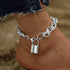 Hip Hop Lock Anklet Bracelet Silver Lock Pendant Ankle Chain Punk Thick Chain Lock Foot Chain Beach Anklet Foot Jewelry Gift for Women Girls...