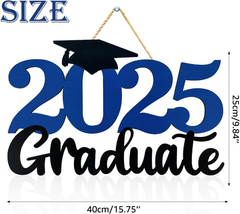 2025 Graduation Party Decorations Wooden Sign Blue Class of 2025 Photo Booth Props 2025 Graduation Picture Props for 2025 Graduation Party Supplie...