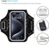 iPhone 16 15 Pro Max & Plus Armband, JEMACHE Gym Workouts Running Phone Arm Band for iPhone 16 15 14 13 12 11 Pro Max/Plus with Airpods Holder (Bl...