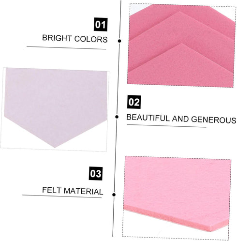 STOBOK 12 Pcs Felt Backdrop Wall Sticker Black Decor Cork Hexagon Felt Bulletin Board Tiles Self Adhesive Felt Board Pink Decor White Felt Hexagon...