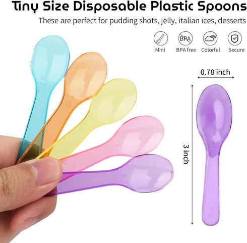 3 Inch Tiny Mini Tasting Spoons Colored Disposables Small Taster Spoon, Mini Sampling Spoon for Desserts Pudding Jello Shots Ice Cream (1 Pack of ...