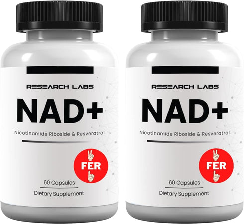 Research Labs NAD+ Supplement 2 for 1 Ad. Proprietary Formula w/Patent Pending RiboYOUNG™. NRF2 Activator, Nicotinamide Riboside, Quercetin, Resve...