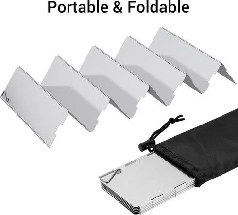 Camping Stove Windscreen, Ohuhu Camp Stove Windscreen 10 Plates Aluminum Folding Portable Camping Stove Windshield Burner Stove with Carry Bag, fo...