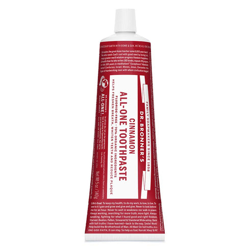 Dr. Bronner’s - All-One Toothpaste (Cinnamon, 5 Ounce) - 70% Organic Ingredients, Natural and Effective, Fluoride-Free, SLS-Free, Helps Freshen Br...