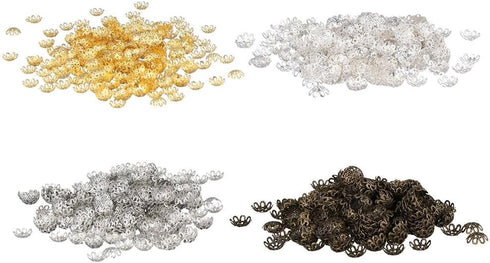 800Pcs Flower Filigree Bead Caps Spacer Beads Metal Flower Hollow Caps for DIY Jewelry Making Crafts Supplies...