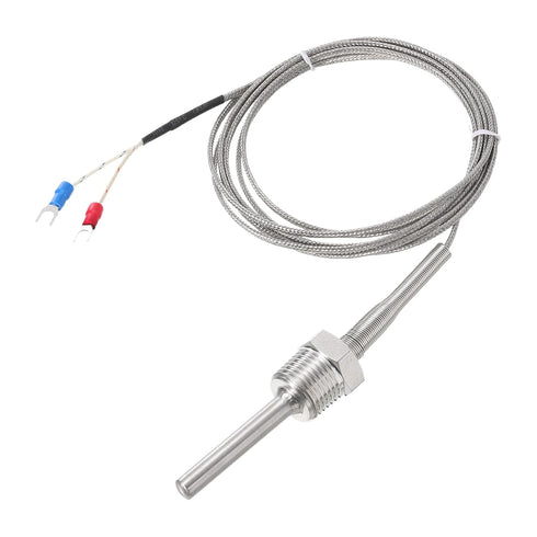 MECCANIXITY K Type Thermocouple Temperature Sensor Probe 1/2" NPT Thread 8x50mm 6.6ft Wire 0 to 800°C(32 to 1472°F) 304 Stainless Steel...