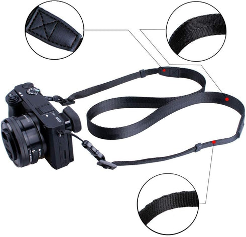 Film Camera Strap, Quick Release Slim Camera Strap for Mirrorless Camera SLR Medium DSLR Camera Black...