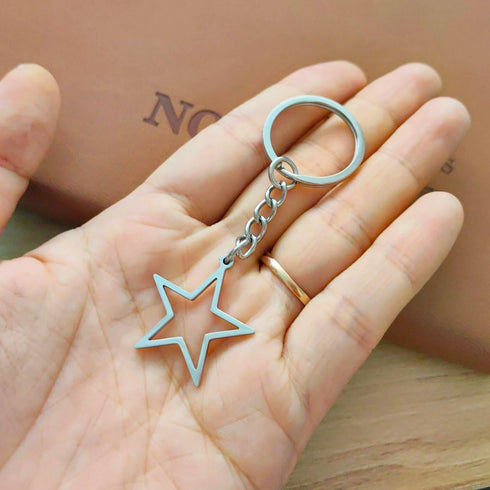 Silver Hollow Star Keychain Pendant Keyring Long Distance Friendship Jewelry for Men Women...