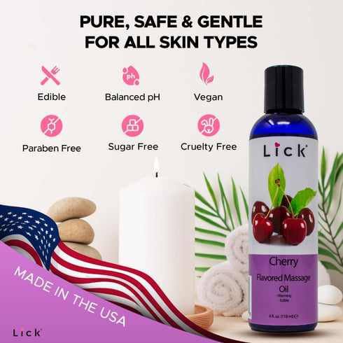 Cherry Flavored Massage Oil for Massage Therapy - Relaxing Muscle Massage for Men and Women with Natural Vitamin e Oil with Aromatherapy Oils for ...