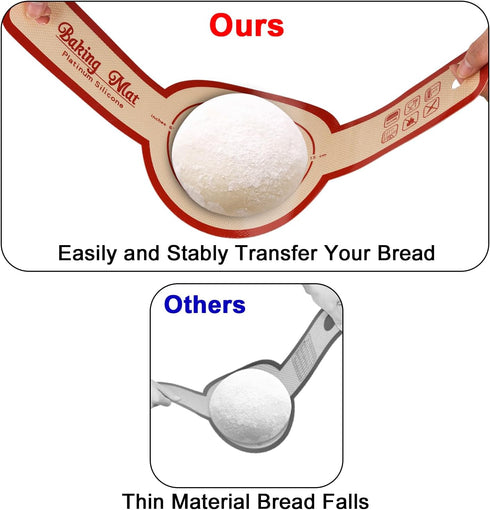 2 Pack Silicone bread sling Easy Clean Reusable Baking Mat Long Handles Baking Mat Transfer Sour Dough Easily Sourdough Non-Stick Surface Silicone...