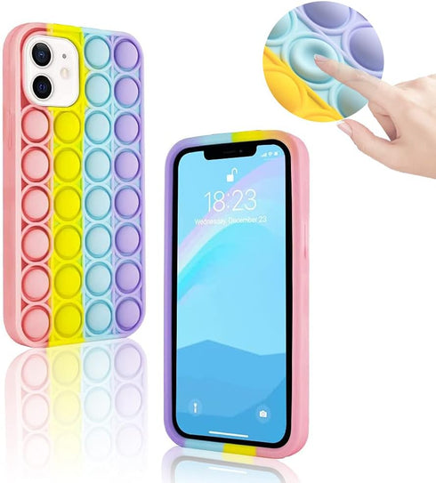 Pop It Phone Case for iPhone 11,Stress Reliever Push Pop Bubble Fidget Toys Cover,Cute Funny Soft Silicone Protective Shell for iPhone 11 6.1 inch...
