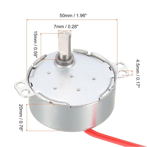 Synchronous Gear Motor AC 24V 1.4-1.7RPM 50-60Hz D Shaft CCW/CW 4W Electric Motor Turntable Motor for Cup Turner Electric Fan...
