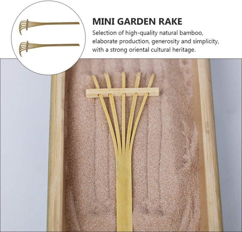 EXCEART 2pcs Five-Tooth Bamboo Sand Rake Mini Bonsai Accessories rake for Zen Garden Office Desk Accessories Zen Garden Accessory Sandbox for Mini...
