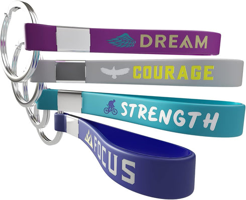 (12-pack) Dream, Courage, Strength, Focus - Motivational Keychains with Inspirational Quotes - Wholesale Bulk Keychains for Gym Office Gifts Ideas...