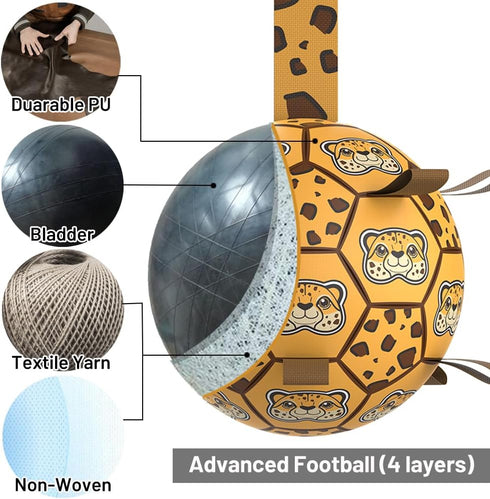 Dog Toys Soccer Ball with Straps, World Cup Interactive Dogs Toy for Tug of War, Yard Game Toy, Herding Ball for Dogs Small & Medium Birthday Gift...