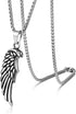 Punk Titanium Steel Angel Wing Pendant Feather Necklace...