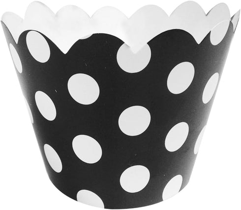 AllyDrew Standard Size Polka Dots Cupcake Wrappers (Set of 20), Black...