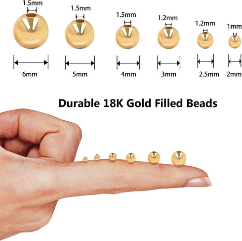 50pcs 14K Gold Beads,Seamless Gold Round Beads,Brass Loose Beads,Spacer Beads That Do Not Fade Easily,Gold Beads for Bracelet Necklace Making (8MM...