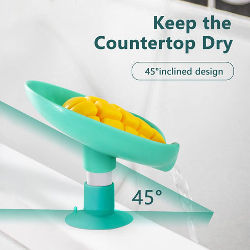 Leaf Shape Soap Saver - Self Draining Soap Dish, Extends Bar Soap Life, Keeps Soap Dry - Green & Gray, 2 Pcs...