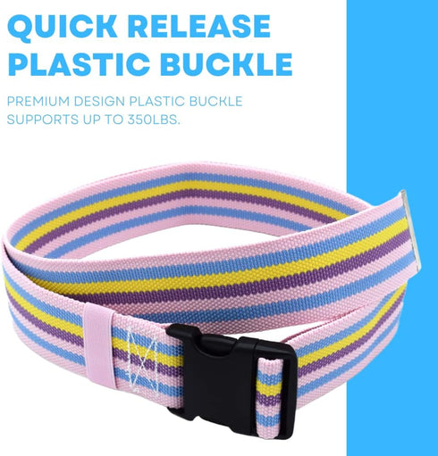 Gait Belt with Plastic Buckle Transfer and Walking Aid with Belt Loop Holder for Assisting Therapist, Nurse, Home Care - 60" L x 2" W (Rainbow)...