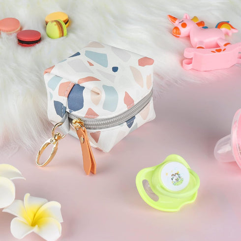 Baby Pacifier Case with Clip, Baby Pacifier Holder Pouch Box for Diaper Bag, Holds 2 Pacifiers for Travel Outdoor Activities, Small Baby Utensils,...