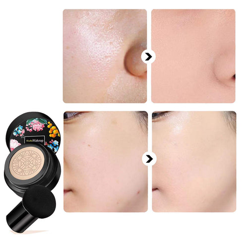2 Pack Mushroom Head Air Cushion BB Cream, Concealer Lasting Nude Makeup Moisturizing Brightening Pigment CC Liquid Foundation...