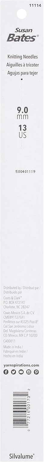 Susan Bates 11114-13 14-Inch Silvalume Single Point Knitting Needle, 9mm, Blue......