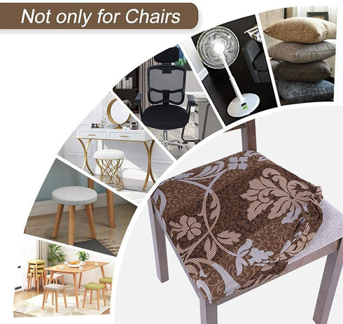 SearchI Seat Covers for Dining Room Chairs Stretch Printed Chair Seat Covers Set of 4, Removable Washable Upholstered Chair Seat Protector Cushion...
