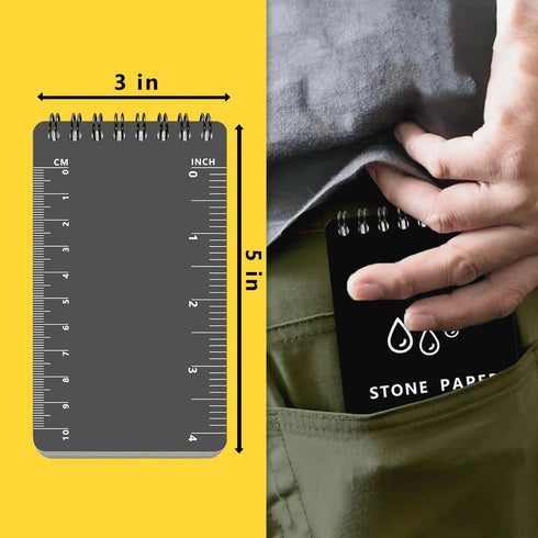 4PCS Weatherproof Pocket Spiral Notebook 3"x5" with Stone Graph Paper and PVC Cover, All-Weather Notepad A7 Steno Pads for Outdoor Field Military ...