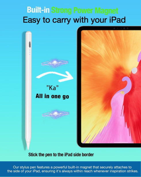 Stylus Pen for iPad with Palm Rejection& Fast Charge Compatible with (2018-2022) Apple iPad Pro (11/12.9 Inch),iPad Air 3/4/5,iPad10/9/8/7/6, iPad...