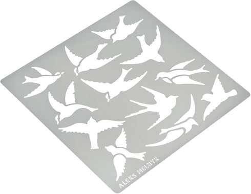 Aleks Melnyk No.468 Metal Stencil, Many swallows fly in The sky, Birds, Animals, Small Stencil, 1 PC, Template for Wood Burning, Engraving, Crafti...