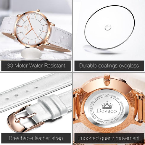 Ladies Watches ?Genuine Leather Strap Waterproof Watches for Women Quartz Casual Watch for Women, Calendar Women's Watches Chronograph Women's Wri...
