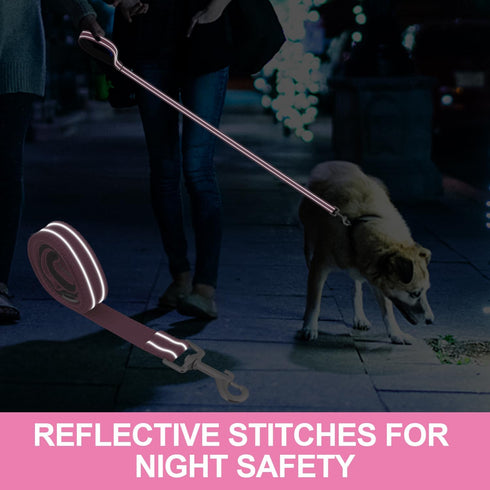 Reflective Nylon Dog Leash for Walking,Strong Dog Leash with Padded Handle for Medium and Large Dogs,6 FT,Hot pink...
