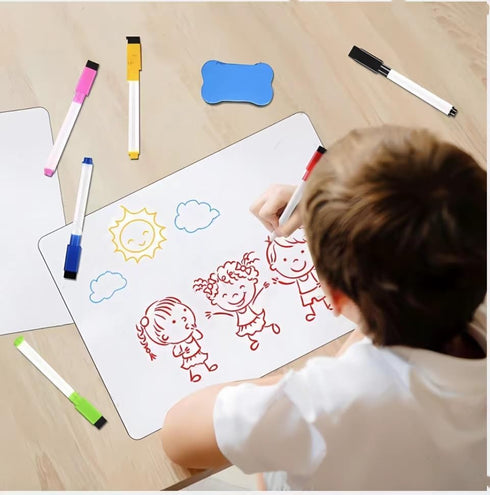 Magnetic Dry Erase White Board for Fridge Pack of 2, Flexible Refrigerator Magnet Whiteboard Notepad for Home Kitchen Memo Grocery List, includes ...